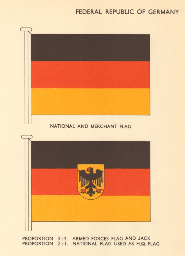 GERMANY FLAGS. Federal Republic of Germany. National and Merchant Flag 1958